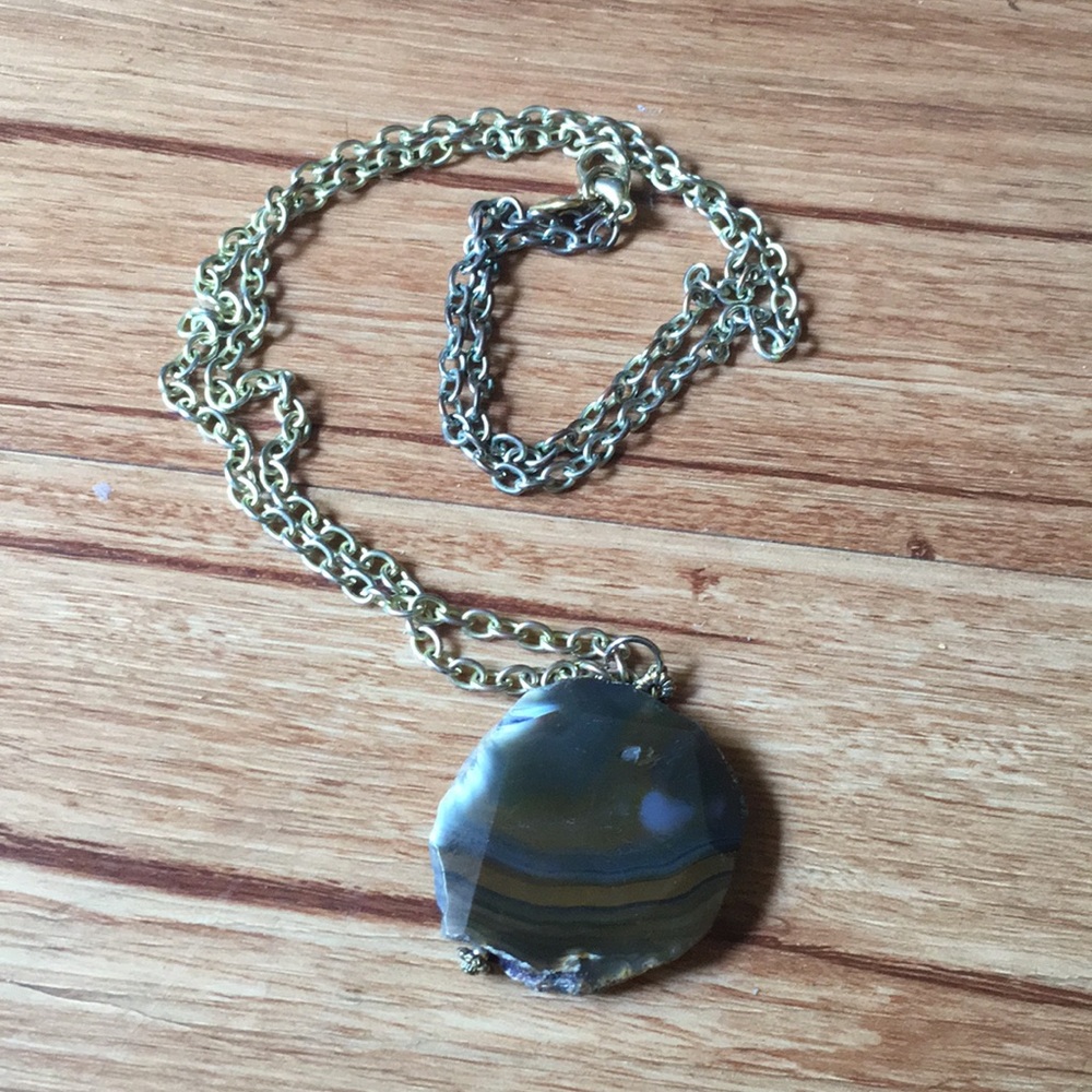Onyx Marble Stone Chain Necklace